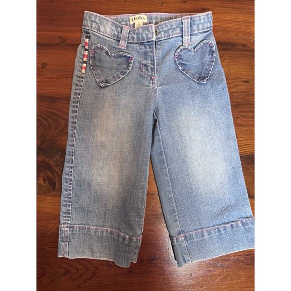 Hatley Girls Stretch Denim Wide Leg Pants Heart Pockets Girls Size 3 $50 - Picture 3 of 14